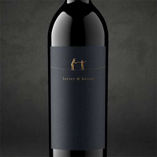 Wine bottle of 2020 Harvey & Harriet Red Blend.
